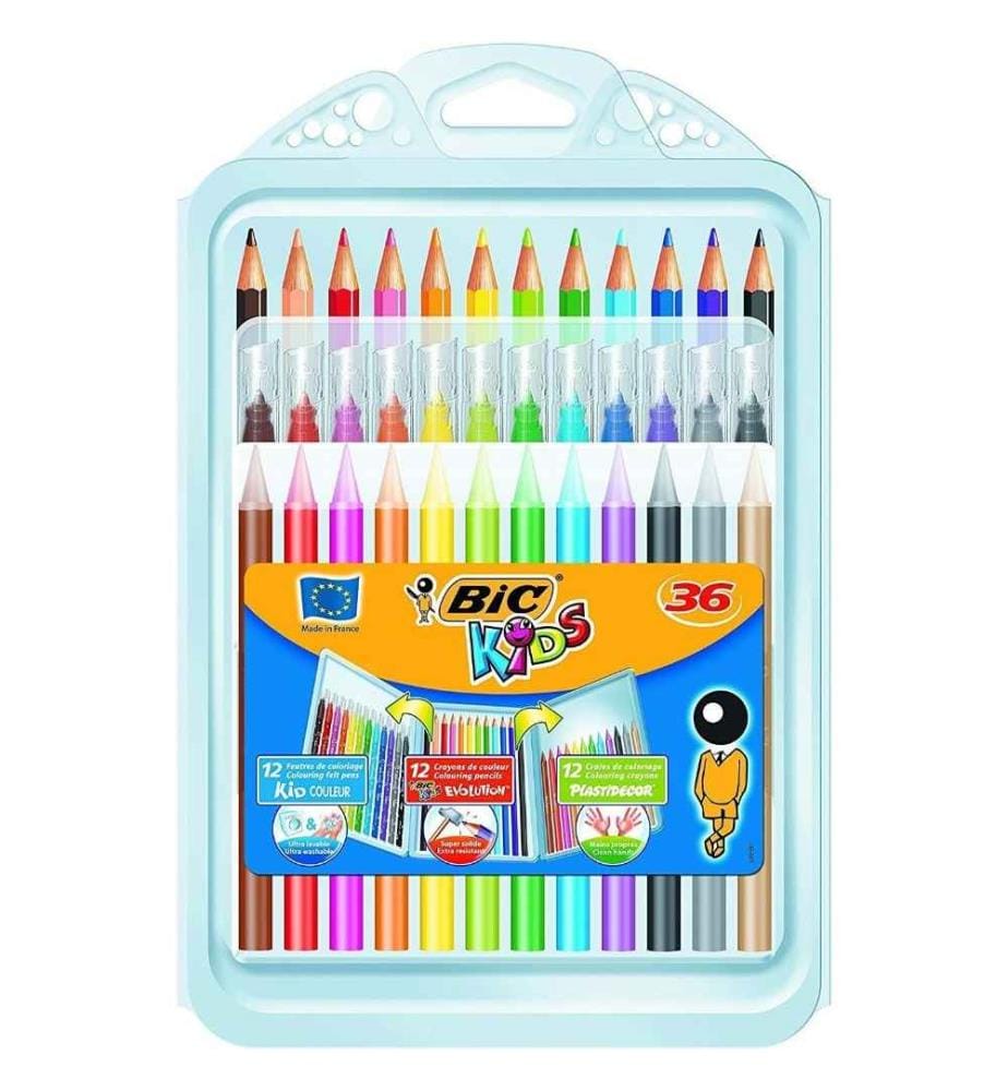 Crayons de couleur pointe large pour enfant 12 couleurs